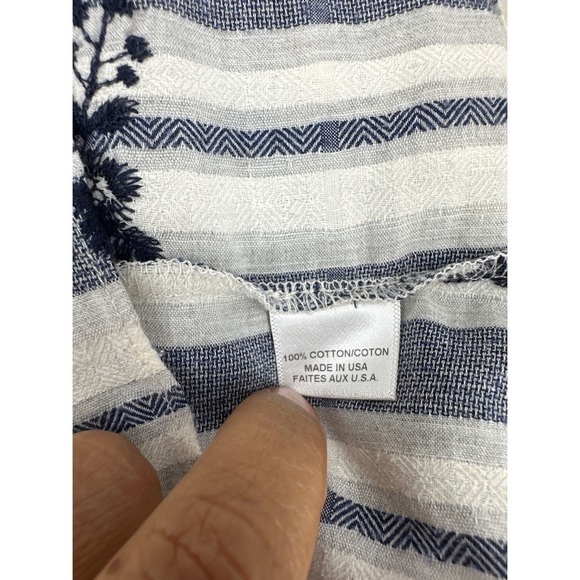 Misa Los Angeles Striped Floral Embroidery Long Sleeve Blouse - Picture 8 of 12